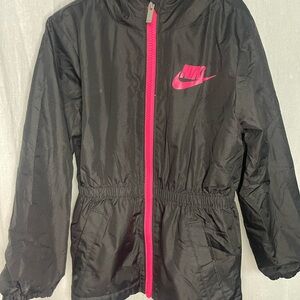 Nike Kids Raincoat in Black with Pink Highlights